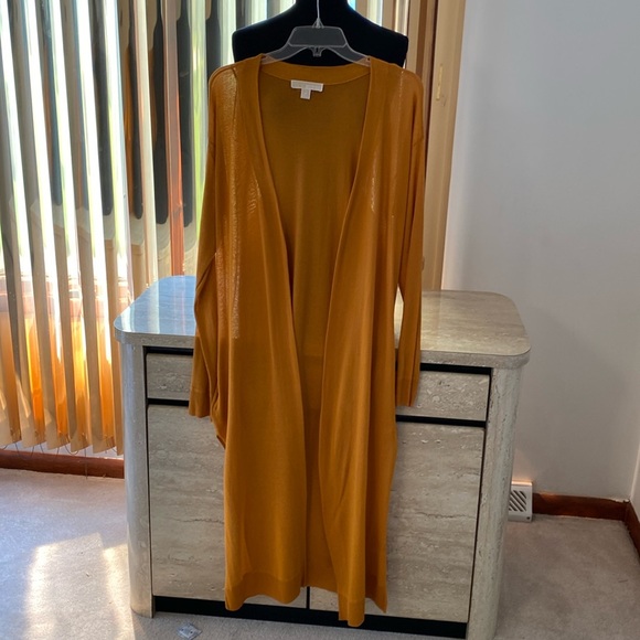 MICHAEL Michael Kors Sweaters - NWOT Michael Kors, maxi sheer sweater, mustard, shade, measurements in photos.